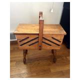 WOOD ACCORDION EXPANDING SEWING ORGANIZER FILLED