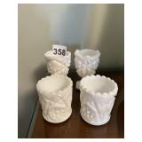PRECUT MILK GLASS TOOTHPICK HOLDERS