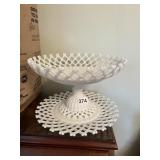 WESTMORELAND GLASS MILK GLASS SERVING TRAY AND