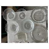 GLASS SERVING BOWLS, LOAF PAN, CORNING ROUND