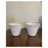 MATCHING MILK GLASS PLANTERS
