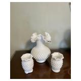 FENTON MILK GLASS TOOTHPICK HOLDERS, ONE WITH