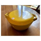 COPCO DEMARK YELLOW ENAMELED CAST IRON DUTCH OVEN