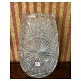 TALL OVAL CUT GLASS VASE
