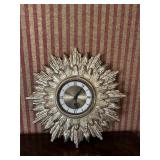 MCM PLASTIC STARBURST CLOCK, GLASS MISSING