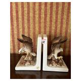 BALD EAGLE CERAMIC BOOK ENDS, OME WITH REPAIRED