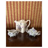 LEFTON CHINA HAND PAINTED SUGAR AND CREAMER AND