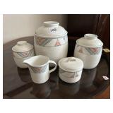 MIKASA INTAGLIO CANISTERS, ONE LID BROKEN AND