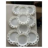 10 MILK GLASS LUNCH PLATES