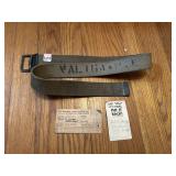 MILITARY BELT, TOBACCO RATION CARD