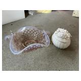FENTON CHAMPAGNE PINK RUFFLED HOBNAIL DOUBLE