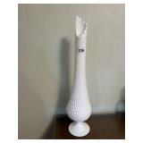 MILK GLASS FOOTED SWUNG GLASS VASE