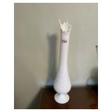 FOOTED SWUNG MILK GLASS VASE