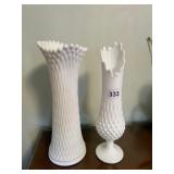 WEST MORELAND GLASS MILK GLASS VASE AND FOOTED