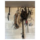 CHAINS, RACHETS, ROPE, HOOKS, PULLEYS