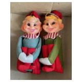 2 LARGE FELT ELF KNEE HUGGERS WITH RUBBER FACES