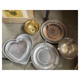 SERVING TRAY, BRASS FOOTED BOWL, HEART SHAPED