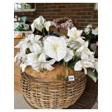 HUGE BASKET WITH ARTIFICIAL FLOWER ARRANGEMENT
