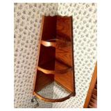TAPERED WOOD CORNER SHELF WITH GLASS SHELVES