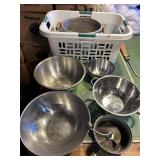 FOOD MILL, STRAINER, LARGE MIXING BOWLS, LAUNDRY