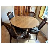 47" ROUND KITCHEN TABLE WITH 2 10" LEAVES, 4
