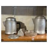 2 ALUMINUM CAMPING COFFEE PERCOLATORS, POSSIBLY
