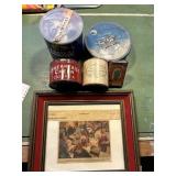 COFFEE CAN OF SHOELACES, EMPTY BREAKFAST CHEER