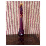AMBERINA SWUNG GLASS FOOTED VASE