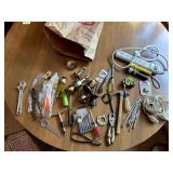 HARDWARE ITEMS INCLUDING PLIERS, HAMMER, LONG