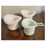 THREE DAISY AND BUTTON MILK GLASS HAT TOOTHPICK