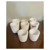 MILK GLASS VOTIVE CANDLE HOLDERS, 2 SIZES