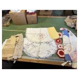 EMBROIDERED TABLE RUNNERS AND APRONS, POTHOLDERS