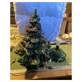 VINTAGE CERAMIC LIGHTED CHRISTMAS TREE, A COUPLE