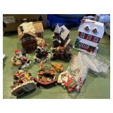 CHRISTMAS FIGURINES, LIGHTED VILLAGE HOUSES,