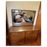 MCM DREXEL 6 DRAWER LOW BOY DRESSER WITH MIRROR,
