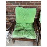 WOOD PATIO CHAIR WITH CUSHIONS AND COVER