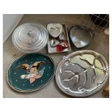 WROUGHT ALUMINUM COVERED SERVING DISH WITH GLASS