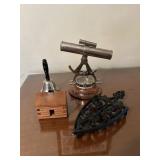 IRON REST, LOG CABIN INCENSE BURNER, BELL,