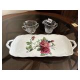 SWIRL GLASS SUGAR AND CREAMER, GODINGER HAND