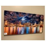 PHOTO ON METAL PITTSBURGH AT NIGHT 12" X 24"