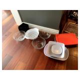 SERVING BOWLS AND PYREX BAKING DISH