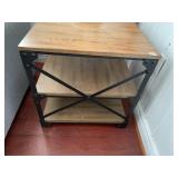 SIDE TABLE FARMHOUSE STYLE WOOD W/ IRON 24" H X