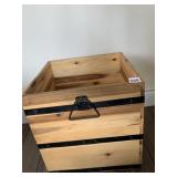WOOD BOX W/ STRAPS AND HANDLES 15.5" H X 15.5"