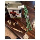 ROSARY BEADS, CUFFLINKS, ETC.