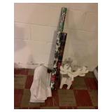 WOOD REINDEER PLANTER, TISSUE PAPER AND WRAPPING