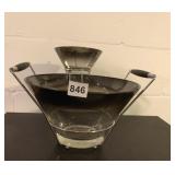 MCM SMOKED GLASS CHIP AND DIP WITH HANDLED SERVER