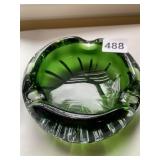 POLISHED BASE ART GLASS ASH TRAY