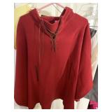 RALPH LAUREN SZ. 1 RED LACE UP PONCHO, SCOTT