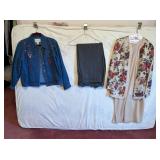 SZ 14 LONG DRESS WITH FLORAL JACKET, TANTRUMS SZ