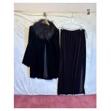 ALEX EVENINGS SZ L FEATHERED VELOUR JACKET AND